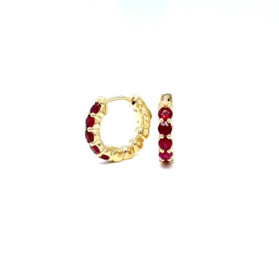 1.00 Carat Ruby Mini Hoop Earrings