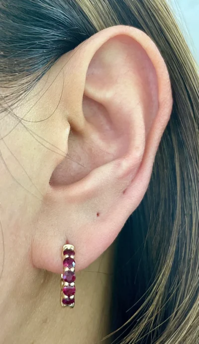 1.00 Carat Ruby Mini Hoop Earrings
