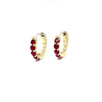 1.00 Carat Ruby Mini Hoop Earrings